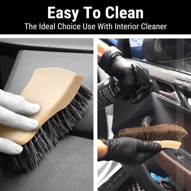 Alt view image 7 of 7 - Leather Cleaning Brush, Long Bristle Horse Hair Car Cleaning Brush for Car Interior Leather Seat and Home Furniture