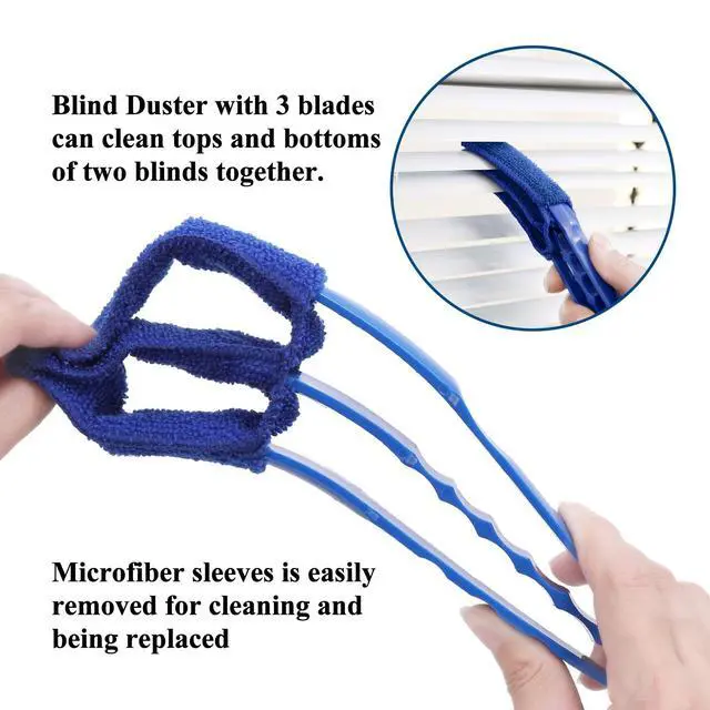 Alt view image 2 of 7 - Window Blind Cleaner Duster Brush with 5 Microfiber Sleeves - Blind Cleaner Tools for Window Shutters Blind Air Conditioner Jalousie Dust