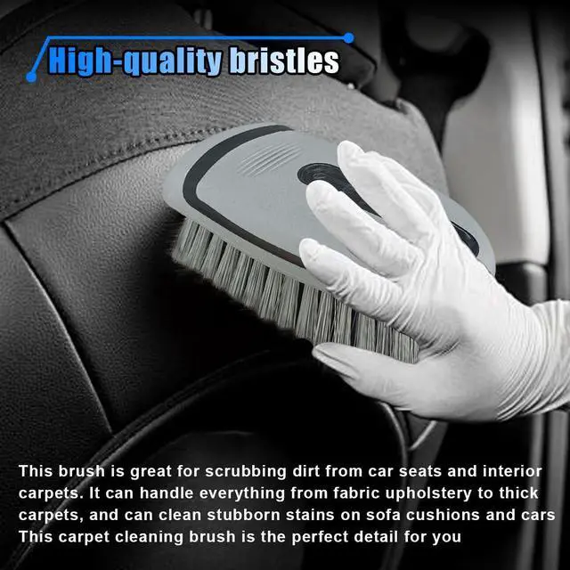 Alt view image 5 of 6 - Carpet and Upholstery Cleaning Brush - Stiff Bristle Carpet Scrubber Car Cleaning Brush for Car Interior and Home - Leather Brush Auto Detailing Scrub Brushes for Couch, Floor Mats, Clothes (Grey)