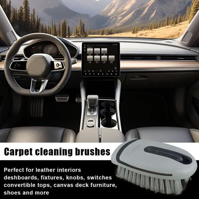 Alt view image 6 of 6 - Carpet and Upholstery Cleaning Brush - Stiff Bristle Carpet Scrubber Car Cleaning Brush for Car Interior and Home - Leather Brush Auto Detailing Scrub Brushes for Couch, Floor Mats, Clothes (Grey)