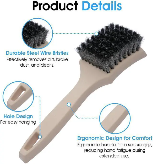 Alt view image 2 of 5 - 8.5 Inch Heavy-Duty Tire Cleaning Brush - Ergonomic Steel Wire Scrub for Whitewall & Sidewall | Professional Auto Detailing Tool, Enhanced Grip for Automotive & Household Use