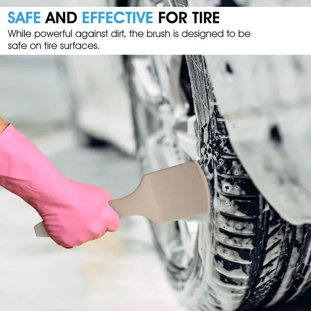 Alt view image 4 of 5 - 8.5 Inch Heavy-Duty Tire Cleaning Brush - Ergonomic Steel Wire Scrub for Whitewall & Sidewall | Professional Auto Detailing Tool, Enhanced Grip for Automotive & Household Use