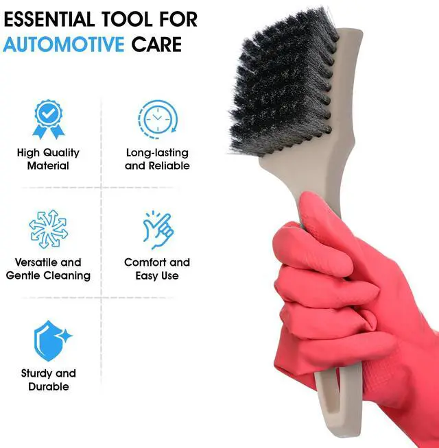 Alt view image 3 of 5 - 8.5 Inch Heavy-Duty Tire Cleaning Brush - Ergonomic Steel Wire Scrub for Whitewall & Sidewall | Professional Auto Detailing Tool, Enhanced Grip for Automotive & Household Use