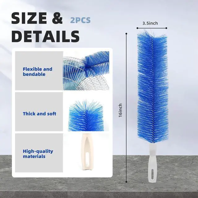 Alt view image 3 of 7 - Fan Cleaning Brush, CN1ST 2PCS Brush Reusable Removes Dirt from Fans, Air Conditioning, Home, Car Vents Curtain