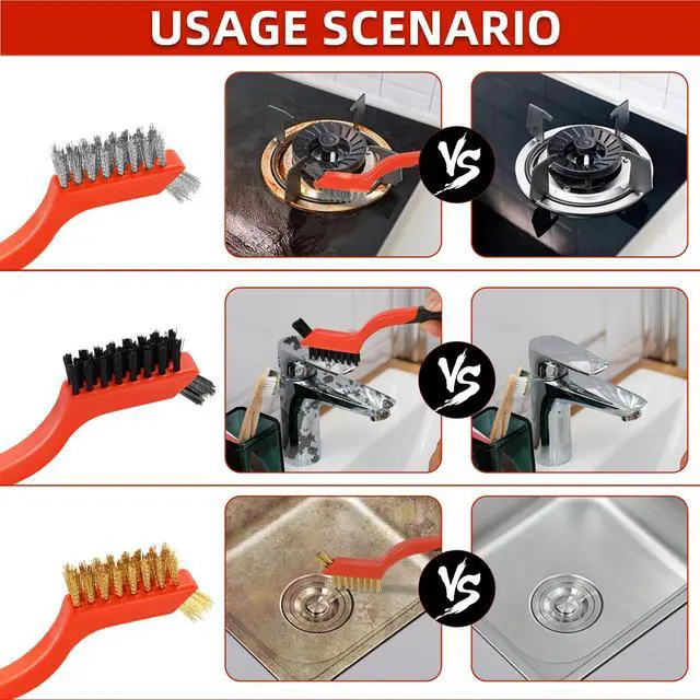 Alt view image 7 of 7 - 3pcs Wire Brushes for Cleaning Rust, Upgrade Wire Brush Set - Brass/Stainless Steel/Nylon Bristles, Small Metal Wire Brush with Curved Handle Grip, Wire Brushes for Paint and Stain, 7 Inches (3pcs)