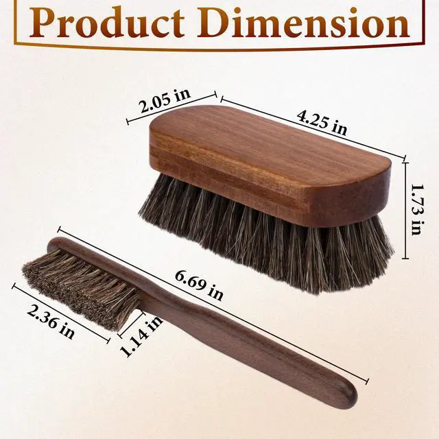 Alt view image 2 of 7 - 2 PCS Leather Brush Car Detailing, Horse Hair Brush, Car Cleaning Supplies, Car Interior Brush, Carpet Brush for Car Detailing, for Car Accessories Interior, Carpet, Upholstery, Furniture and Shoes