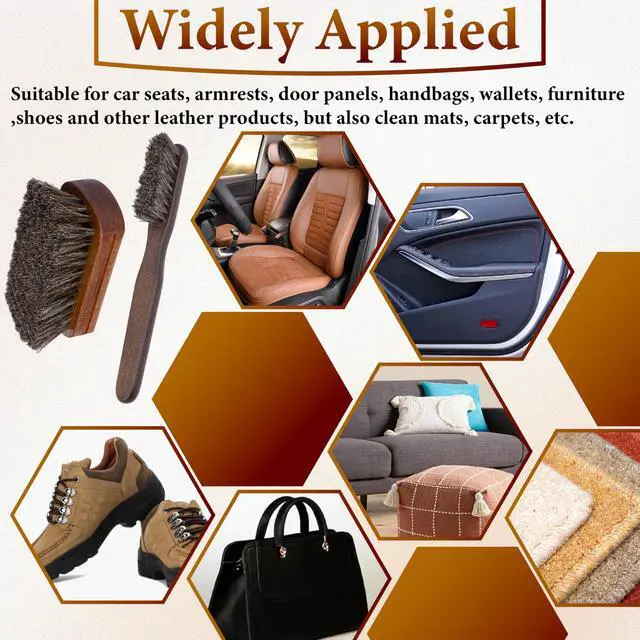 Alt view image 7 of 7 - 2 PCS Leather Brush Car Detailing, Horse Hair Brush, Car Cleaning Supplies, Car Interior Brush, Carpet Brush for Car Detailing, for Car Accessories Interior, Carpet, Upholstery, Furniture and Shoes
