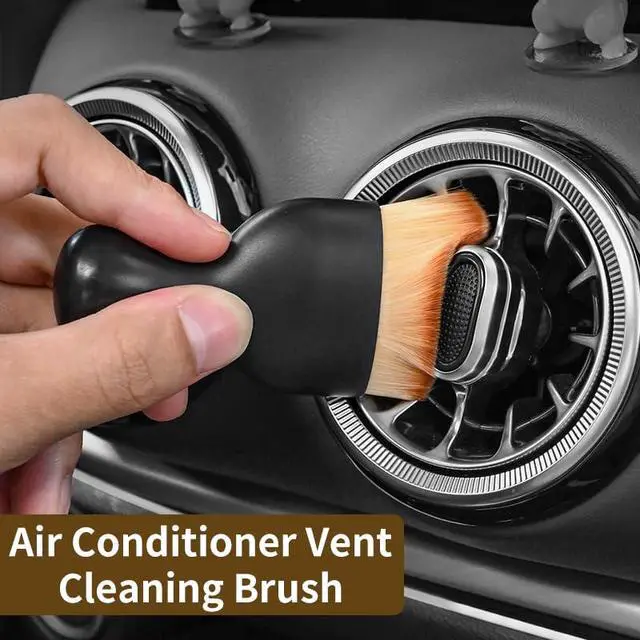 Alt view image 2 of 7 - Car Interior Cleaning Brush Set, 2PCS Soft Bristle Dust Brushes with Protective Covers for Dashboard, Air Vents, Screens & Leather Scratch-Free Auto Detailing Tool