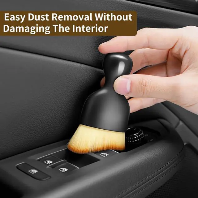 Alt view image 3 of 7 - Car Interior Cleaning Brush Set, 2PCS Soft Bristle Dust Brushes with Protective Covers for Dashboard, Air Vents, Screens & Leather Scratch-Free Auto Detailing Tool