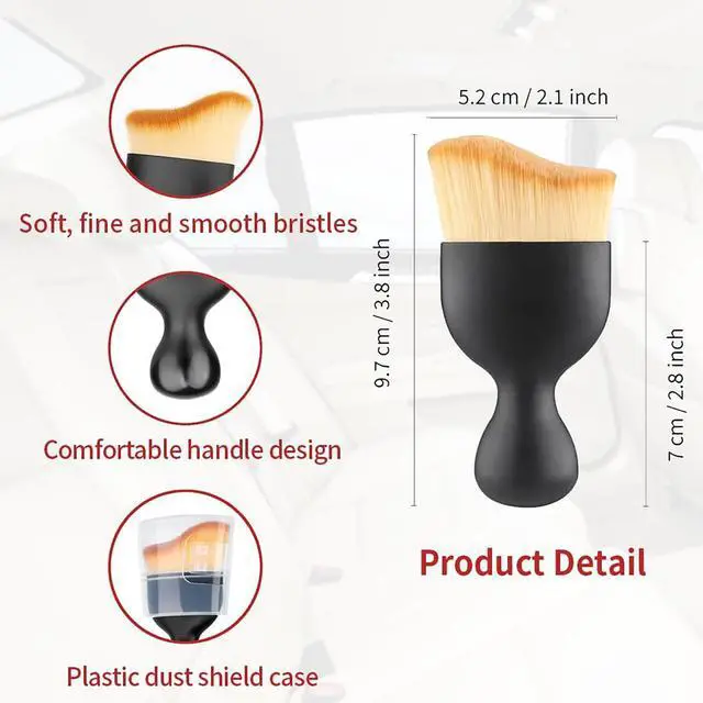 Alt view image 6 of 7 - Car Interior Cleaning Brush Set, 2PCS Soft Bristle Dust Brushes with Protective Covers for Dashboard, Air Vents, Screens & Leather Scratch-Free Auto Detailing Tool