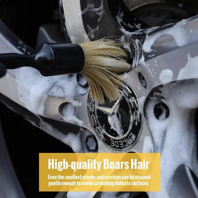 Alt view image 3 of 7 - 6PCS Car Detailing Brush Set, Ultra Soft Boars Hair Detail Brushes, Automotive Cleaning Brush Kit for Wheels, Air Vent, Leather Seats, Vehicles Auto Exterior Interior Detailing Brushes Tool