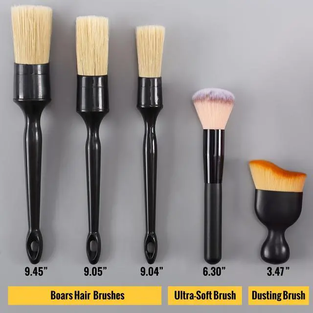 Alt view image 2 of 7 - 6PCS Car Detailing Brush Set, Ultra Soft Boars Hair Detail Brushes, Automotive Cleaning Brush Kit for Wheels, Air Vent, Leather Seats, Vehicles Auto Exterior Interior Detailing Brushes Tool
