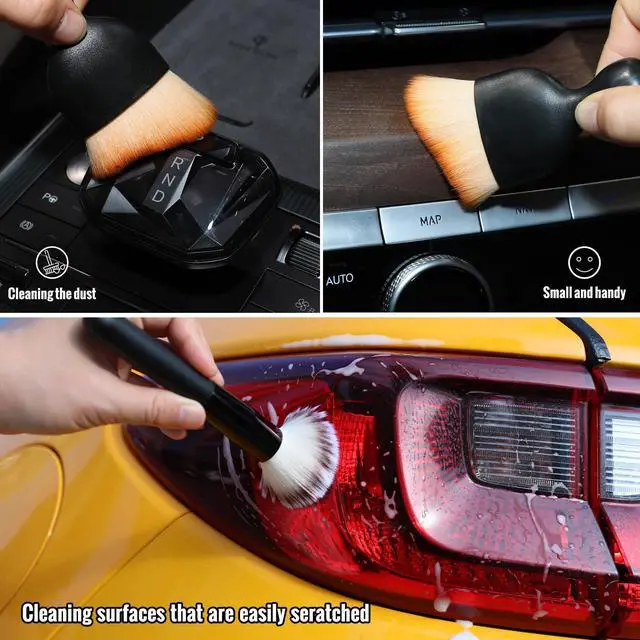 Alt view image 6 of 7 - 6PCS Car Detailing Brush Set, Ultra Soft Boars Hair Detail Brushes, Automotive Cleaning Brush Kit for Wheels, Air Vent, Leather Seats, Vehicles Auto Exterior Interior Detailing Brushes Tool