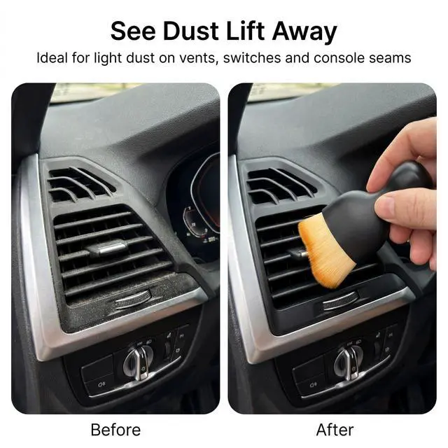 Alt view image 5 of 7 - 2 PCS Car Interior Detailing Brush, Soft Bristle Car Cleaning Brush for Dashboard, Scratch-Free Car Duster Brush for Auto,Truck,SUV,RV (Black & Yellow)