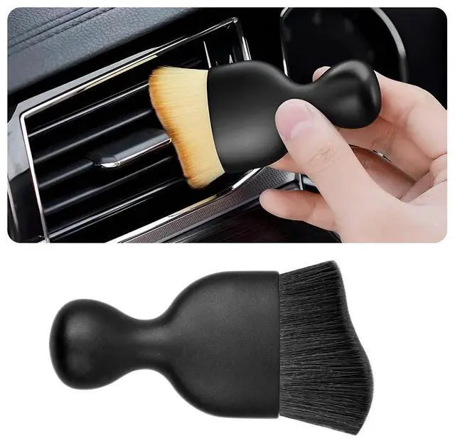 Main image of Car Interior Detailing Brush, Auto Soft Hair Cleaning Brushes, Curved Dirt Dust Collectors, Removal Tool for Dashboard Air Conditioner Vents Leather, Scratch Free (Black/1PCS)