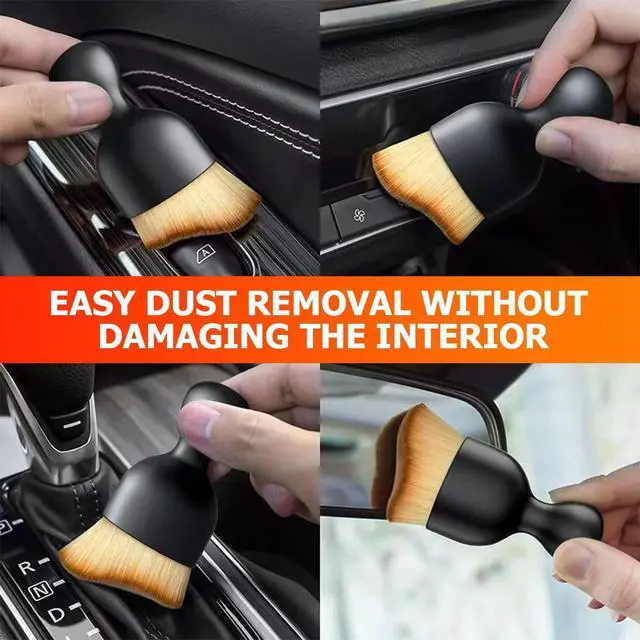Alt view image 4 of 6 - Car Interior Detailing Brush, Auto Soft Hair Cleaning Brushes, Curved Dirt Dust Collectors, Removal Tool for Dashboard Air Conditioner Vents Leather, Scratch Free (Black/1PCS)