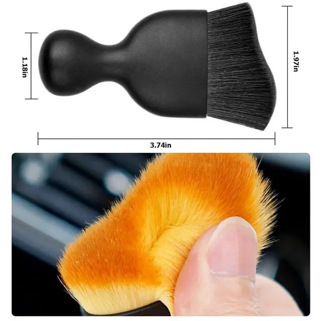 Alt view image 2 of 6 - Car Interior Detailing Brush, Auto Soft Hair Cleaning Brushes, Curved Dirt Dust Collectors, Removal Tool for Dashboard Air Conditioner Vents Leather, Scratch Free (Black/1PCS)