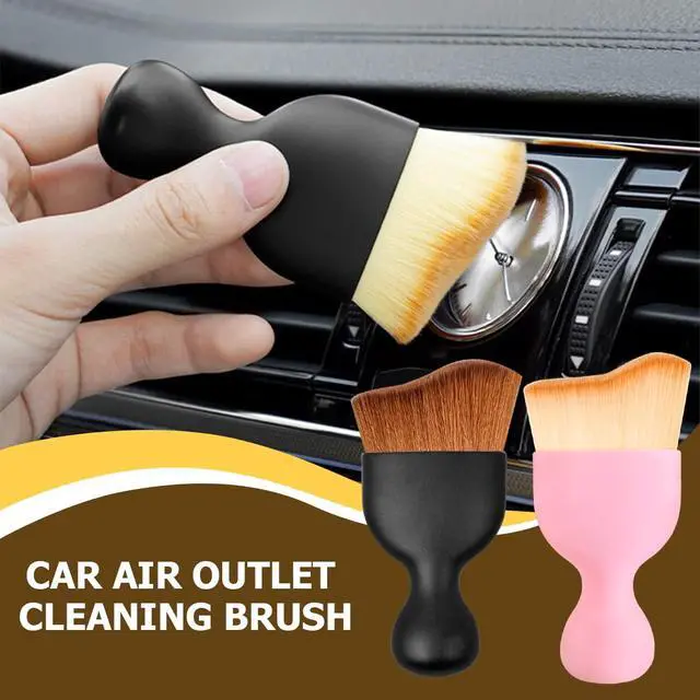 Alt view image 5 of 6 - Car Interior Detailing Brush, Auto Soft Hair Cleaning Brushes, Curved Dirt Dust Collectors, Removal Tool for Dashboard Air Conditioner Vents Leather, Scratch Free (Black/1PCS)