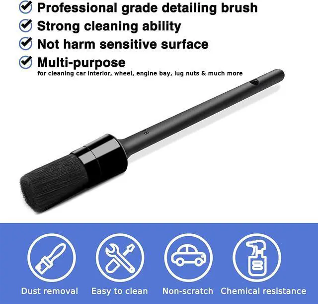 Alt view image 3 of 6 - 10pcs Detailing Brush Set, Multi-Purpose Car Detailing Brushes for Cleaning Car Interior, Exterior, Engine, Leather, Including 5 car Cleaning Brush, 3 Wire Brush, 2 Air Vent Brush,Black