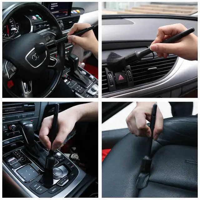 Alt view image 5 of 6 - 10pcs Detailing Brush Set, Multi-Purpose Car Detailing Brushes for Cleaning Car Interior, Exterior, Engine, Leather, Including 5 car Cleaning Brush, 3 Wire Brush, 2 Air Vent Brush,Black