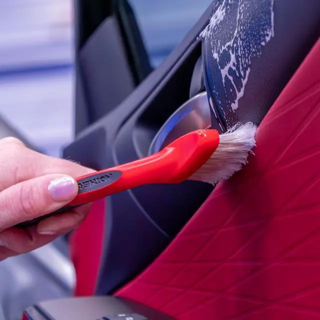 Alt view image 2 of 6 - Car Detailing Brush for Stain and Hair Removal on Vinyl and Leather Seats - 2 Pack