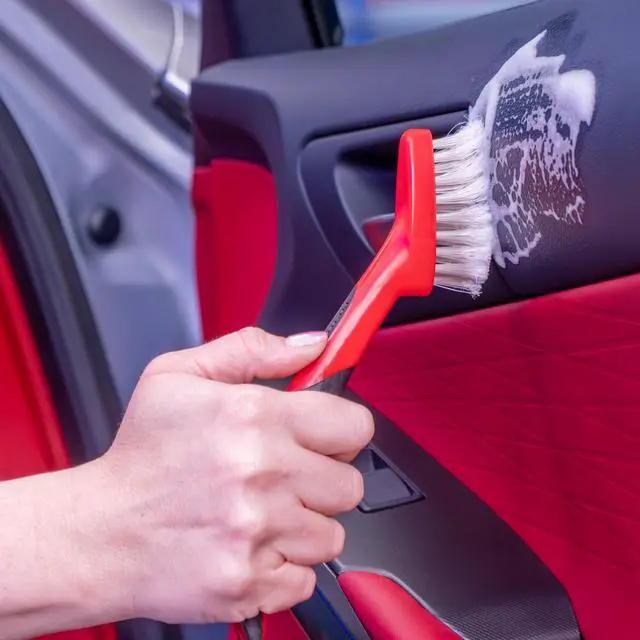 Alt view image 5 of 6 - Car Detailing Brush for Stain and Hair Removal on Vinyl and Leather Seats - 2 Pack