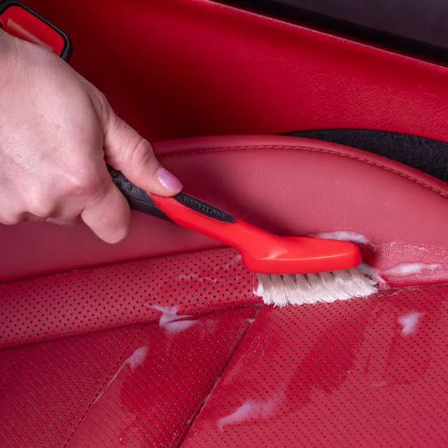 Alt view image 4 of 6 - Car Detailing Brush for Stain and Hair Removal on Vinyl and Leather Seats - 2 Pack