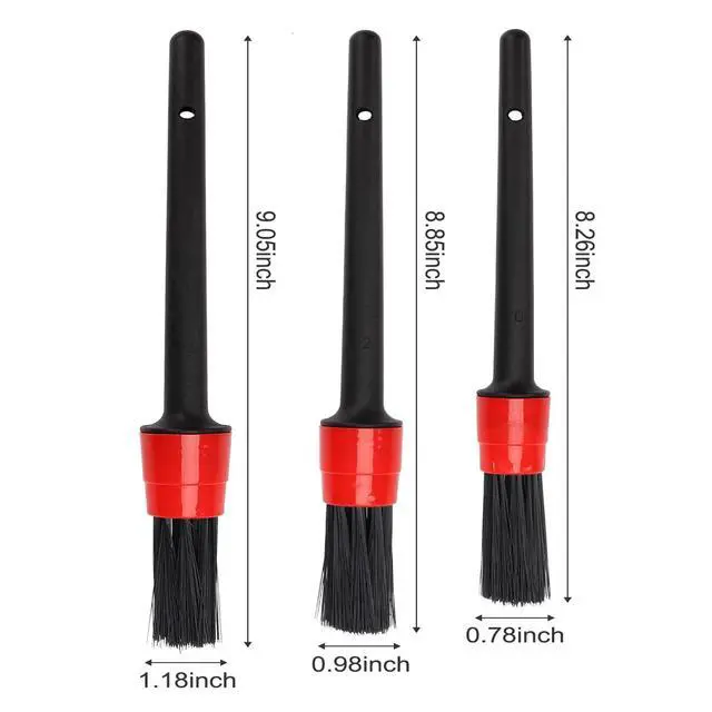Alt view image 3 of 7 - Auto Car Detailing Brush Set Car Interior Cleaning Kit Includes 3 Boar Hair Detail Brush,3 Wire Brush, 3 Air Vent Brush for Cleaning Car Interior Exterior, Dashboard Engines Leather Wheel