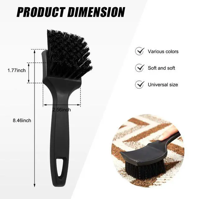Alt view image 2 of 6 - Car Carpet Cleaning Brush, 8.5-Inch Tire Cleaner Scrub Brushes with Stiff Bristles, Wheel Hub Scrub Brush Exterior Washing Supplies for Sedan SUV Truck, Car Accessories (Black)