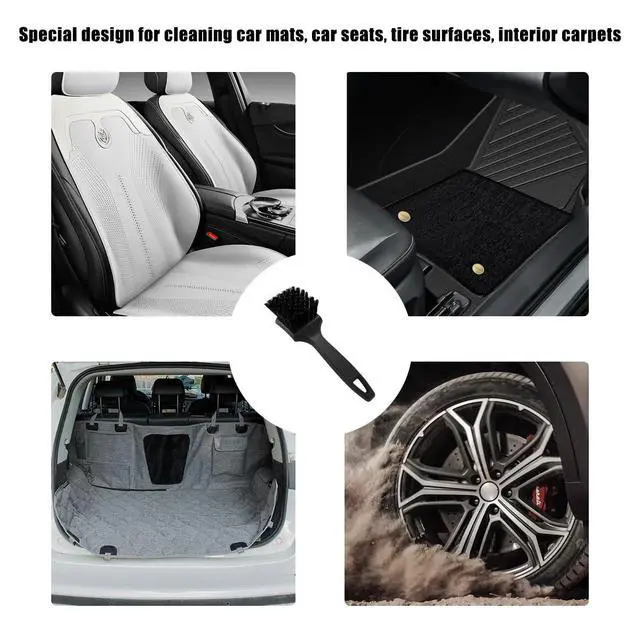 Alt view image 6 of 6 - Car Carpet Cleaning Brush, 8.5-Inch Tire Cleaner Scrub Brushes with Stiff Bristles, Wheel Hub Scrub Brush Exterior Washing Supplies for Sedan SUV Truck, Car Accessories (Black)
