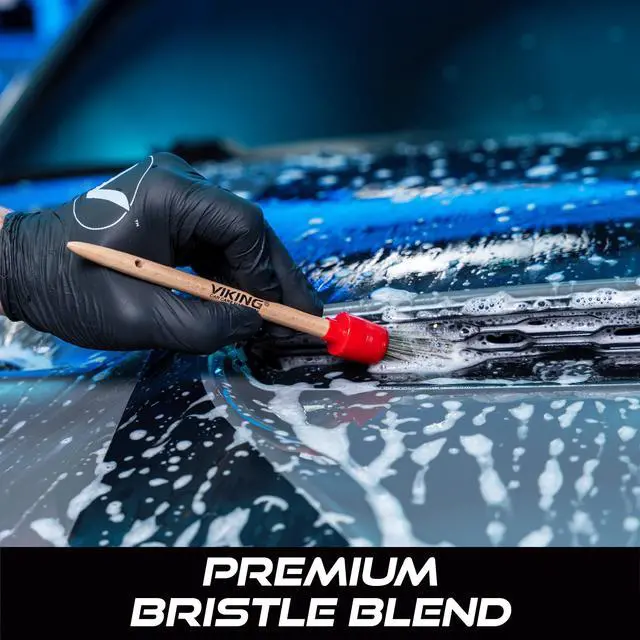 Alt view image 2 of 6 - Car Detailing Brush Set for Car Cleaning Kit, Super-Soft Bristles for Exterior Detail, Includes Small, Medium, and Large Diameter Brush Heads, 3 Pack, Red