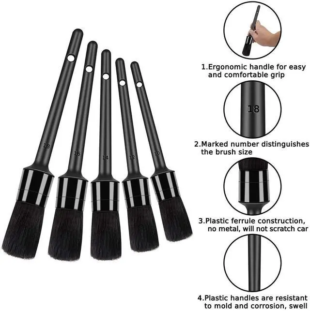 Alt view image 3 of 6 - 9pcs Auto Car Detailing Brush Set/ Interior Cleaning Kit Includes 5 Soft Premium Detail Brush, 3 Wire Brush & 1 Vent Cleaning Brush for Cleaning Interior, Dashboard, Engines, Leather, Wheel