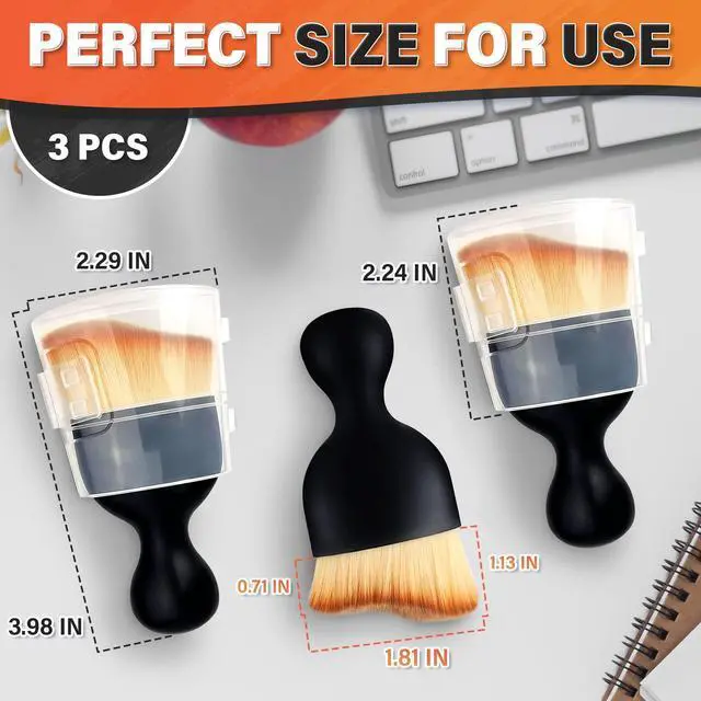 Alt view image 2 of 7 - 3Pcs Auto Detailing Brushes Set 2.29" x 3.98" Car Cleaning Brush Interior with Curved Soft Nylon Bristles, Waterproof Plastic Handle, Transparent Storage Case - for Dashboard, AC Vents & Console