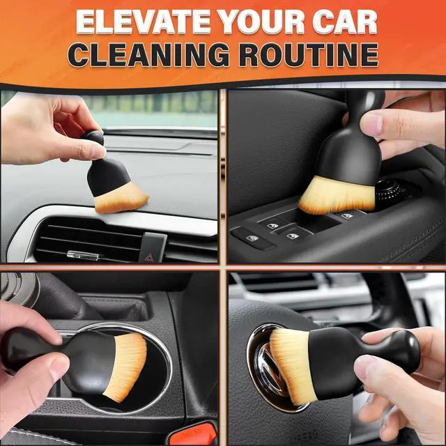 Alt view image 6 of 7 - 3Pcs Auto Detailing Brushes Set 2.29" x 3.98" Car Cleaning Brush Interior with Curved Soft Nylon Bristles, Waterproof Plastic Handle, Transparent Storage Case - for Dashboard, AC Vents & Console