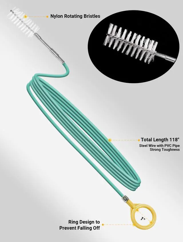 Alt view image 2 of 7 - Upgraded Auto Sunroof Drain Cleaning Tool, 120 Inch Long Flexible Drain Brush Pipe Cleaners for Car, Slim Drain Dredging Tool Tube Cleaning Brush Perfect for Car Sunroof, Windshield Wiper Drain Hole