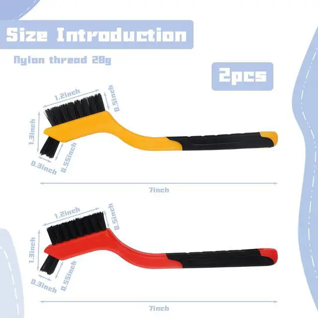 Alt view image 2 of 6 - 2PCS Small Non-Scratch Nylon Bristles, Wire Brush Set for Cleaning, Car Detailing Brush Set for Cleaning in Holes, Nylons Brushes for Tight Spaces, Nylon Clean Brushes
