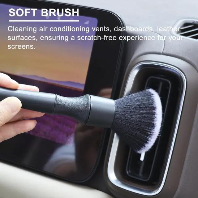 Alt view image 2 of 7 - 2 Microfiber Detailing Brushes, Car Interior Detailing Brush for Air Vent,Dashboard, Leather,Cleaning Tool Efficient Dust Removal for Car Interior, Computers, Keyboards, Digital Device