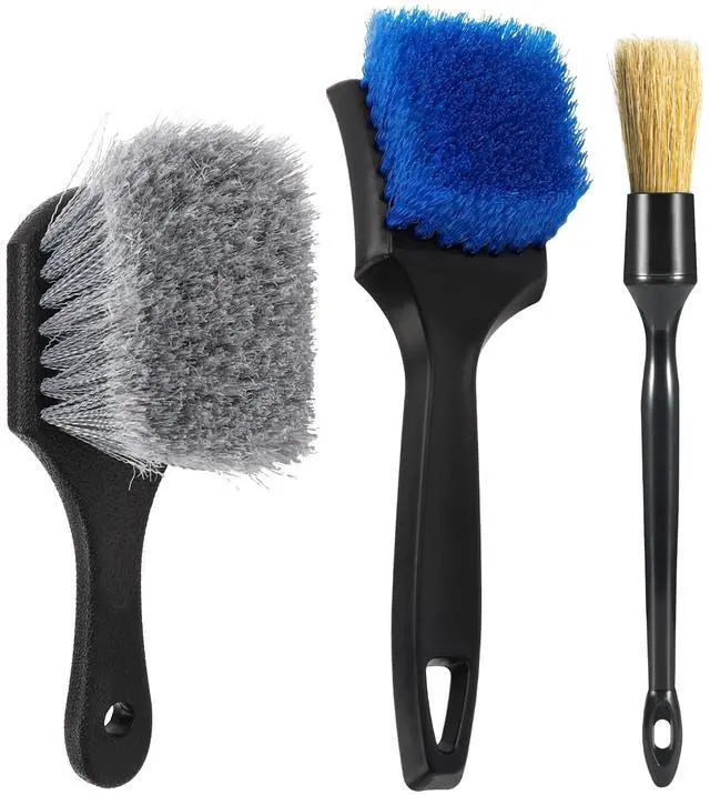 Main image of 3Pcs Wheel Brush Kit, Soft Stiff Bristle Car Wheel Cleaner Brush for Tire & Rim Cleaning, Safe for Cars, Trucks, SUVs, Motorcycles, RVs - Ideal for Car Detailing (3)