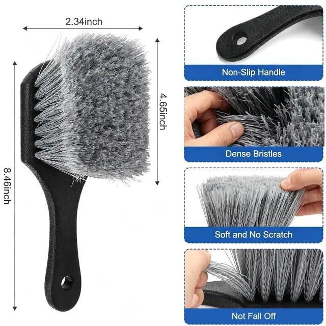 Alt view image 2 of 6 - 3Pcs Wheel Brush Kit, Soft Stiff Bristle Car Wheel Cleaner Brush for Tire & Rim Cleaning, Safe for Cars, Trucks, SUVs, Motorcycles, RVs - Ideal for Car Detailing (3)