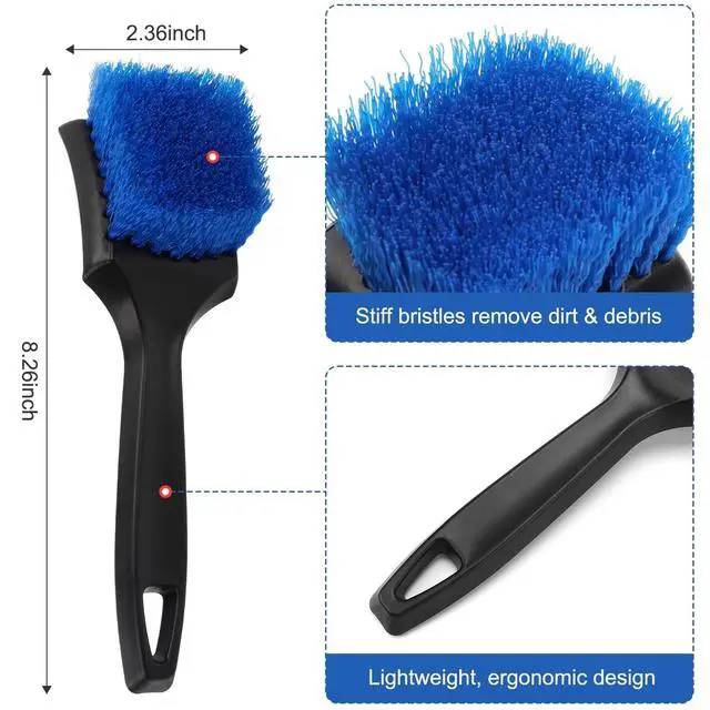 Alt view image 4 of 6 - 3Pcs Wheel Brush Kit, Soft Stiff Bristle Car Wheel Cleaner Brush for Tire & Rim Cleaning, Safe for Cars, Trucks, SUVs, Motorcycles, RVs - Ideal for Car Detailing (3)