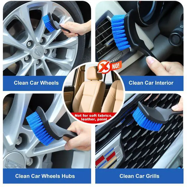 Alt view image 5 of 6 - 3Pcs Wheel Brush Kit, Soft Stiff Bristle Car Wheel Cleaner Brush for Tire & Rim Cleaning, Safe for Cars, Trucks, SUVs, Motorcycles, RVs - Ideal for Car Detailing (3)