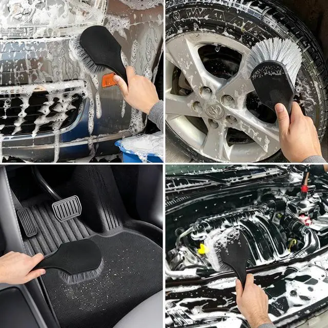 Alt view image 3 of 6 - 3Pcs Wheel Brush Kit, Soft Stiff Bristle Car Wheel Cleaner Brush for Tire & Rim Cleaning, Safe for Cars, Trucks, SUVs, Motorcycles, RVs - Ideal for Car Detailing (3)
