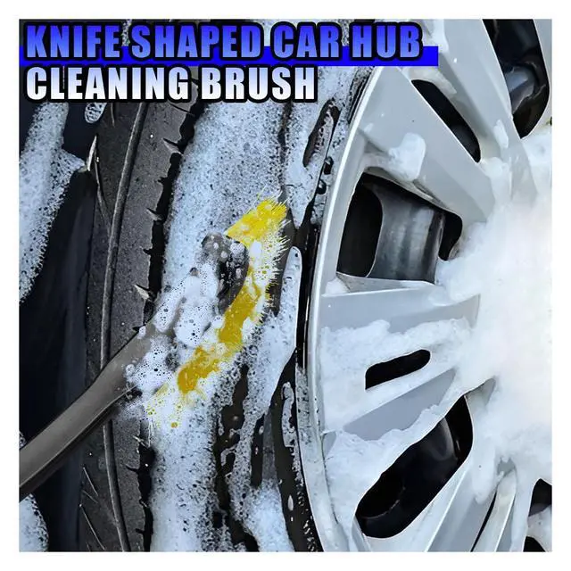 Alt view image 5 of 6 - Car Wheel Cleaning Brush, Hard Bristle Automotive Tire Detailing Brushes, Multifunctional Vehicle Crevice Scrub Brush, 12'' Car Interior Washing Tool for Home (1PC)