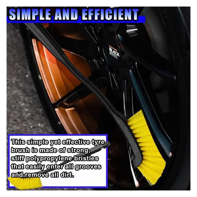 Alt view image 3 of 6 - Car Wheel Cleaning Brush, Hard Bristle Automotive Tire Detailing Brushes, Multifunctional Vehicle Crevice Scrub Brush, 12'' Car Interior Washing Tool for Home (1PC)