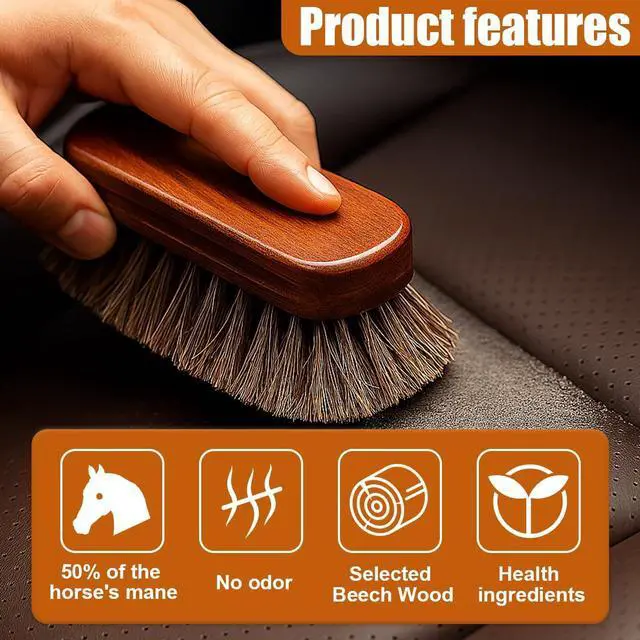 Alt view image 4 of 6 - Car Leather & Upholstery Cleaning Brush Set, Horse Hair Long Bristle Detailing Brush, Versatile Automotive Interior Cleaning Accessories for Seat, Carpet, Sofa, Furniture, Shoes (Brown)