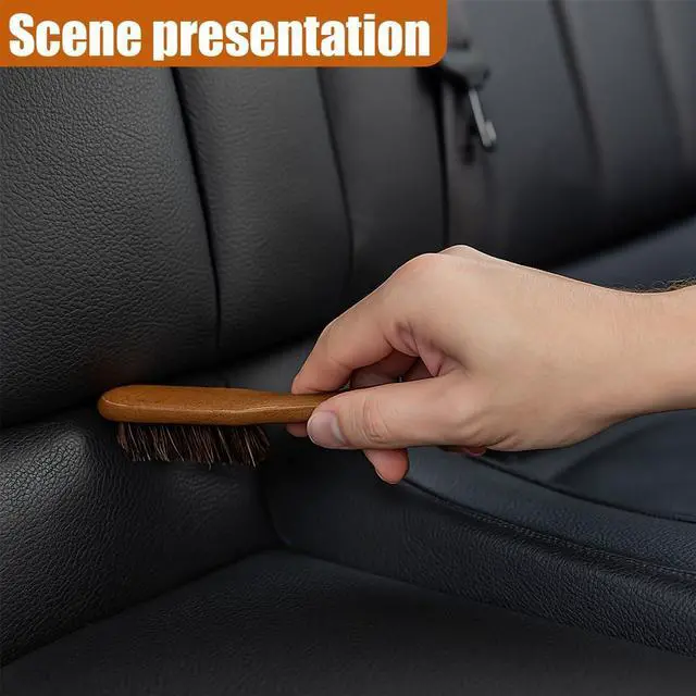 Alt view image 5 of 6 - Car Leather & Upholstery Cleaning Brush Set, Horse Hair Long Bristle Detailing Brush, Versatile Automotive Interior Cleaning Accessories for Seat, Carpet, Sofa, Furniture, Shoes (Brown)