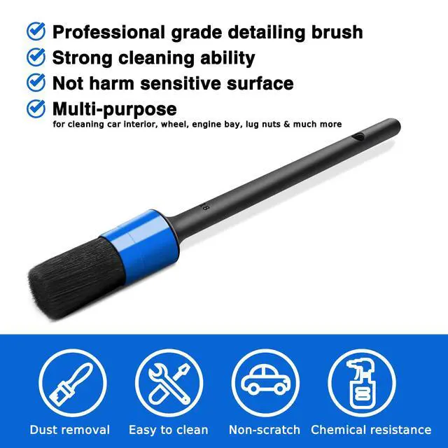Alt view image 3 of 6 - 10pcs Detailing Brush Set, Multi-Purpose Car Detailing Brushes for Cleaning Car Interior, Exterior, Engine, Leather, Including 5 car Cleaning Brush, 3 Wire Brush, 2 Air Vent Brush,Blue