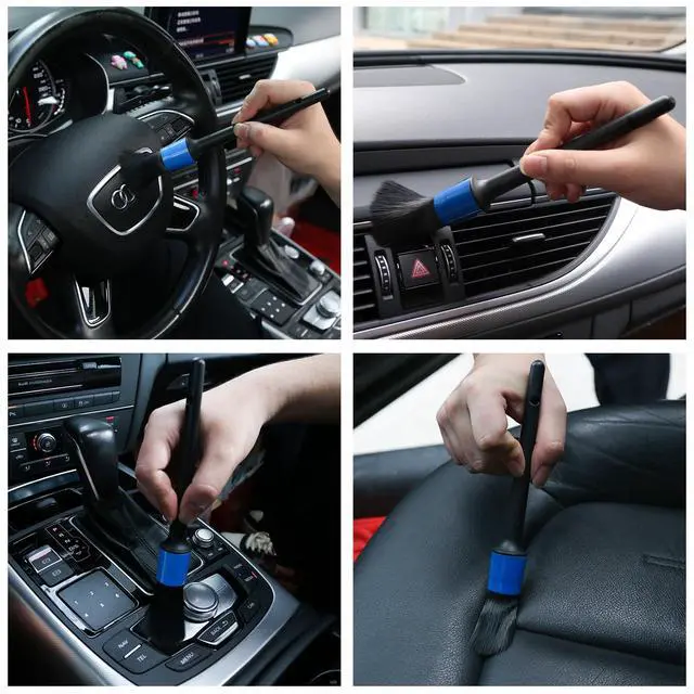 Alt view image 5 of 6 - 10pcs Detailing Brush Set, Multi-Purpose Car Detailing Brushes for Cleaning Car Interior, Exterior, Engine, Leather, Including 5 car Cleaning Brush, 3 Wire Brush, 2 Air Vent Brush,Blue