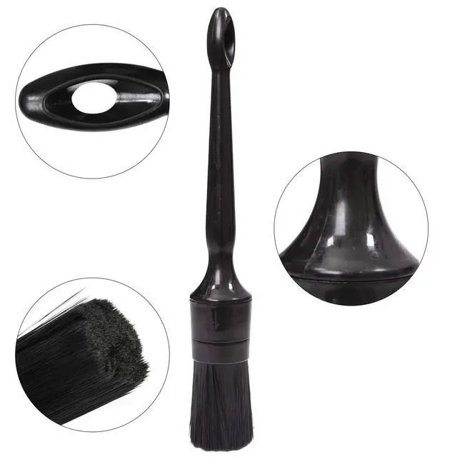Alt view image 5 of 6 - Car Detailing Brush Set, 5 Pack Auto Black Detail Brushes, Comfortable Grip and Scratch-Free Cleaning Brush for Car Interior or Exterior, Wheels, Tires, Engine Bay, Leather Seats, Door Panels, Emblems
