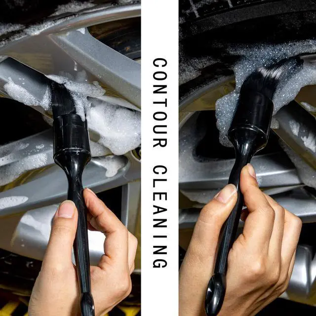 Alt view image 6 of 6 - Car Detailing Brush Set, 5 Pack Auto Black Detail Brushes, Comfortable Grip and Scratch-Free Cleaning Brush for Car Interior or Exterior, Wheels, Tires, Engine Bay, Leather Seats, Door Panels, Emblems